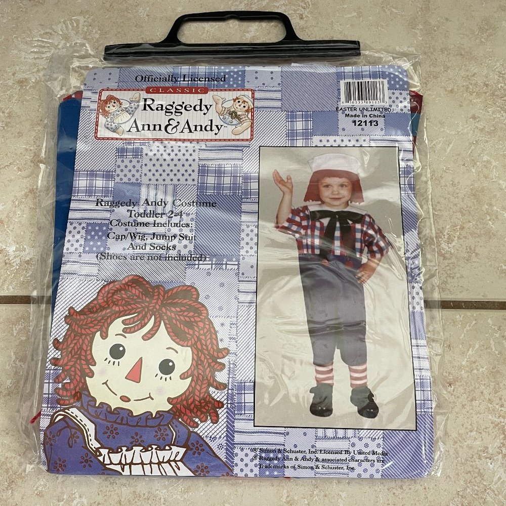 TODDLER RAG RAGGEDY ANDY DOLL HALLOWEEN COSTUME DRESS  SIZE 2-4 NEW